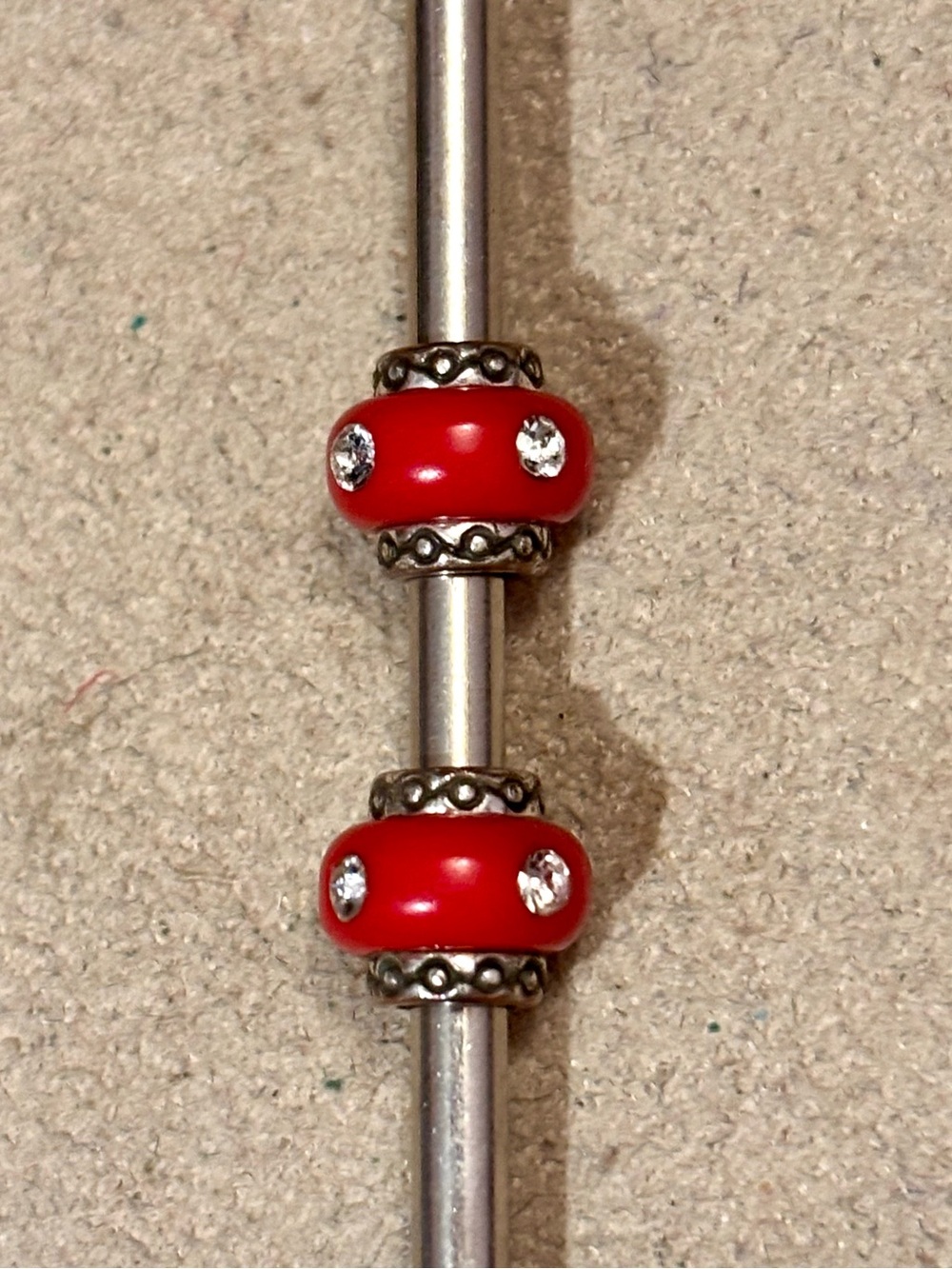 🆕Listing Two Brighton Mini Dazzle beads Red w crystals MINI holder ONLY Retired